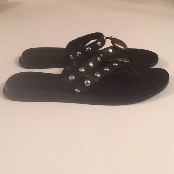 Tehama Resort Wear Black Studded Leather Sandals - Picture 5 of 7